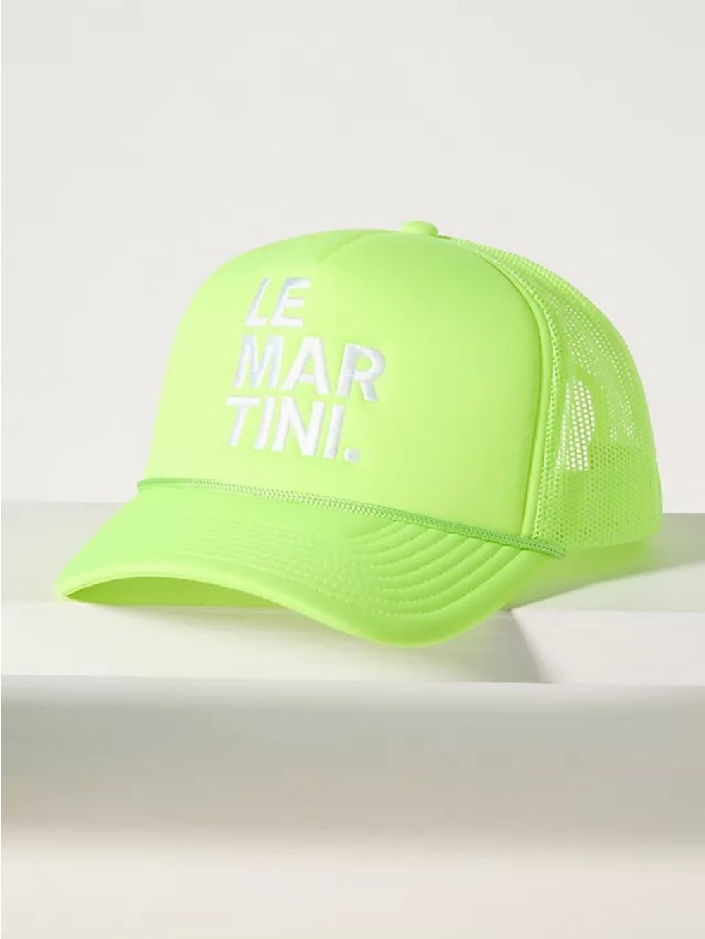 Anthropologie LE MARTINI Ping Pong surf Club new Neon Lime Trucker Hat